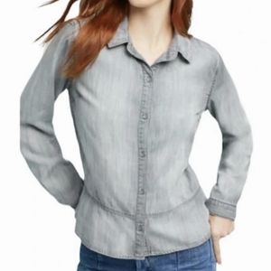 Anthropologie Grey Chambray Peplum Top